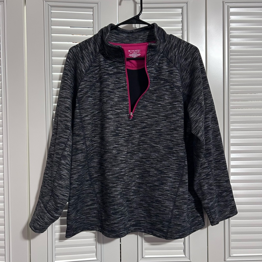 Tek Gear XL Women's Gray Black Pink 1/4 Zip Pullover
